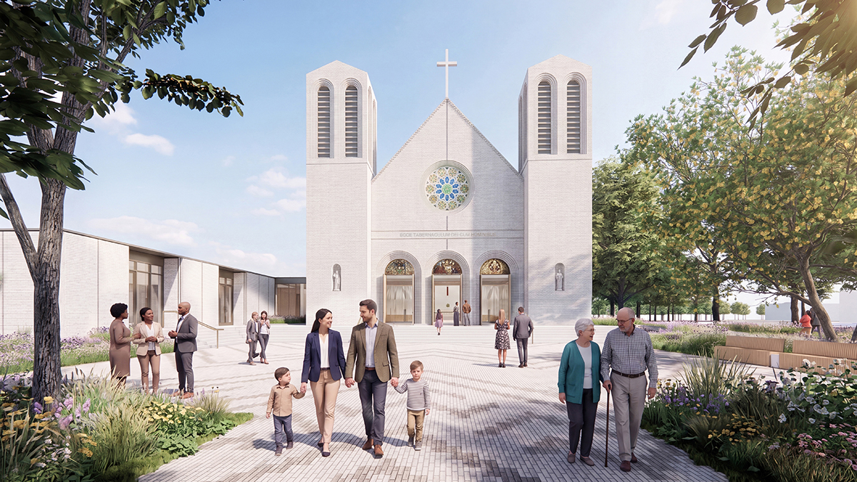 Artistic render of the new Cathedral of the Blessed Sacrament that will become New Zealand's first newly constructed Catholic Cathedral in more than 120 years. Image: NZBC.