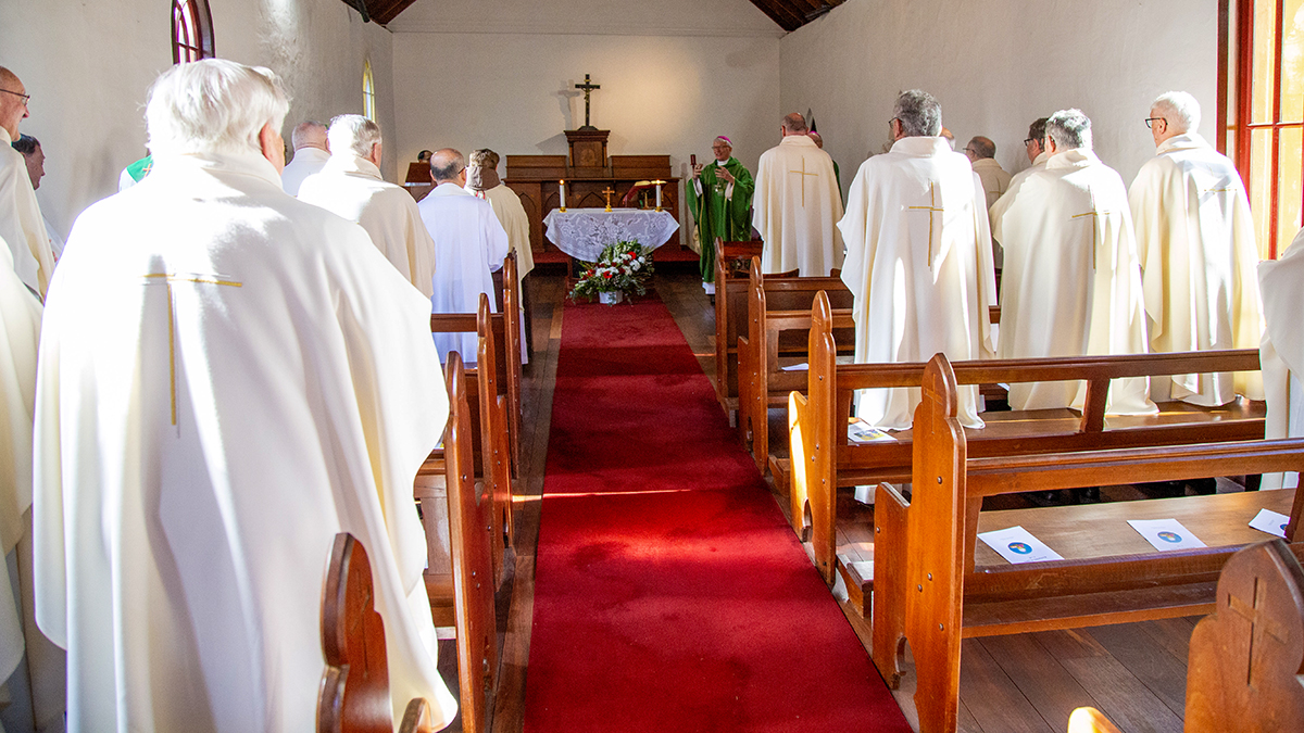 Clergy from across Perth came together at St John’s Pro-Cathedral for the Retired Clergy Mass & Lunch, Tuesday 7 July. Photo: Jamie O’Brien.