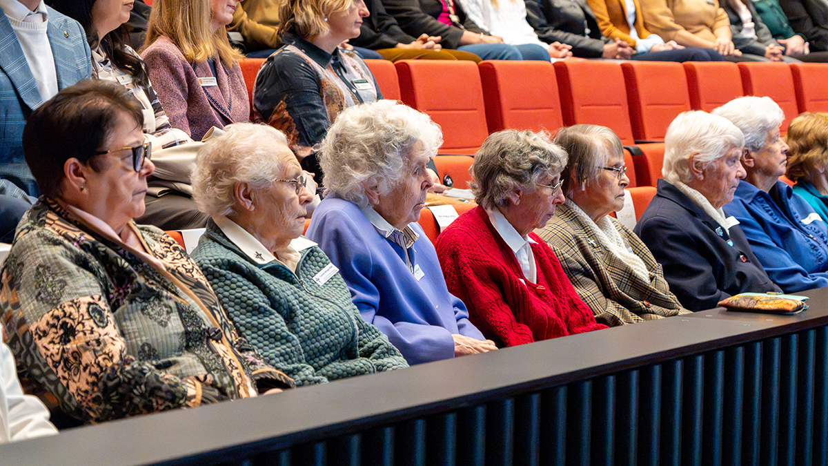 Sisters of Mercy Australia and Papua New Guinea Institute Leader, Sr Karon Donellan and WA Institute Leader, Sr Helen Nolan were also present for the occasion, together with 16 fellow Sisters from across WA, many of whom had been teachers in Mercy Schools during the foundational years. Photo: Eric Odong/Archdiocese of Perth.