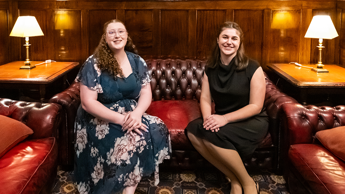 Newly elected ACSA National President Chelsea Hawke (L) and WA State Chairperson, Katherine Nowak. Both ladies are students at UWA. Photo: ACSA/Giovanni Portelli Photography.