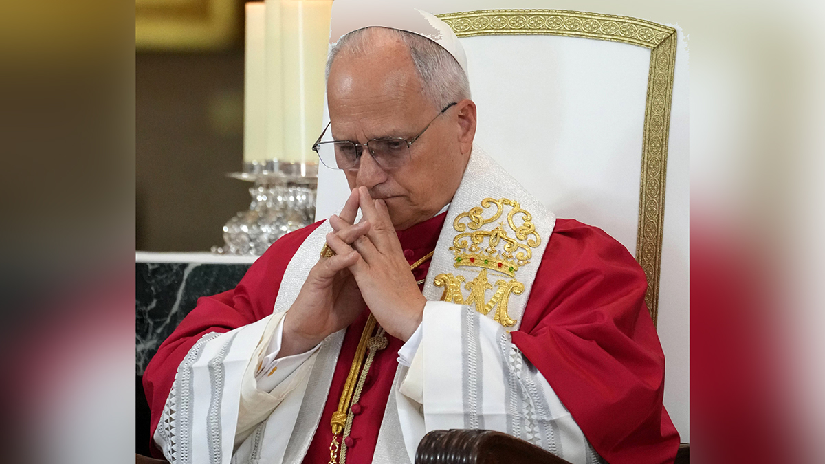 Pope Leo XIV prays during a prayer service at the Cathedral of Holy Mary of Almudena in Madrid June 8, 2026. Pope Leo XIV is inviting Catholics to pray "for evangelisation in the city" as his August prayer intention, asking the Lord to accompany millions searching for meaning amid the noise and haste of urban life. Photo: CNS/Lola Gomez.