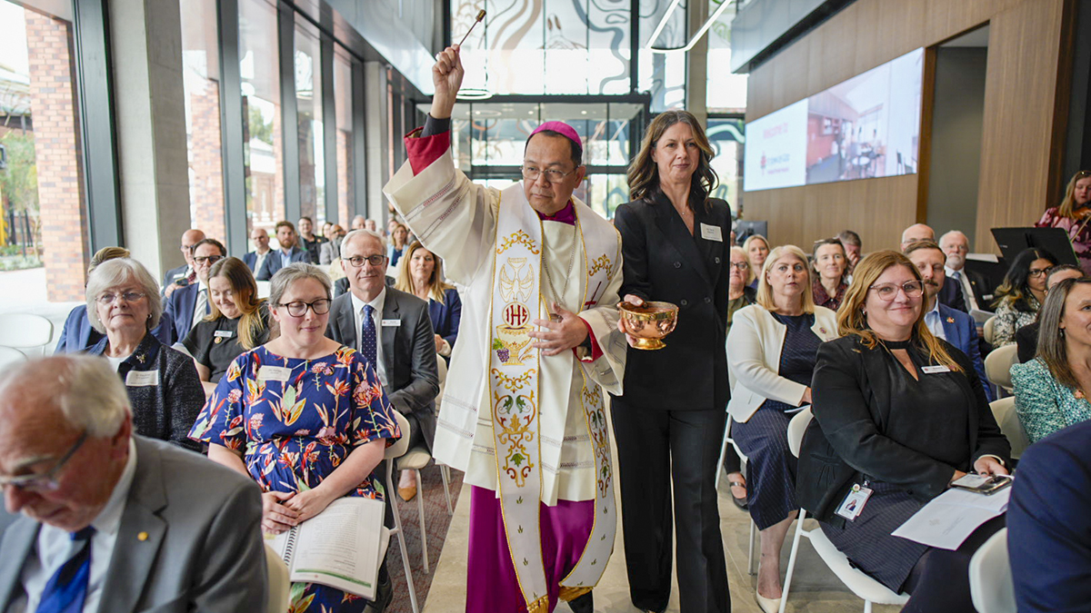Perth Auxiliary Bishop Nelson Po officially blesses the new St John of God Midland Private Hospital, Tuesday 25 August 2026. Photo: Supplied/SJOG.