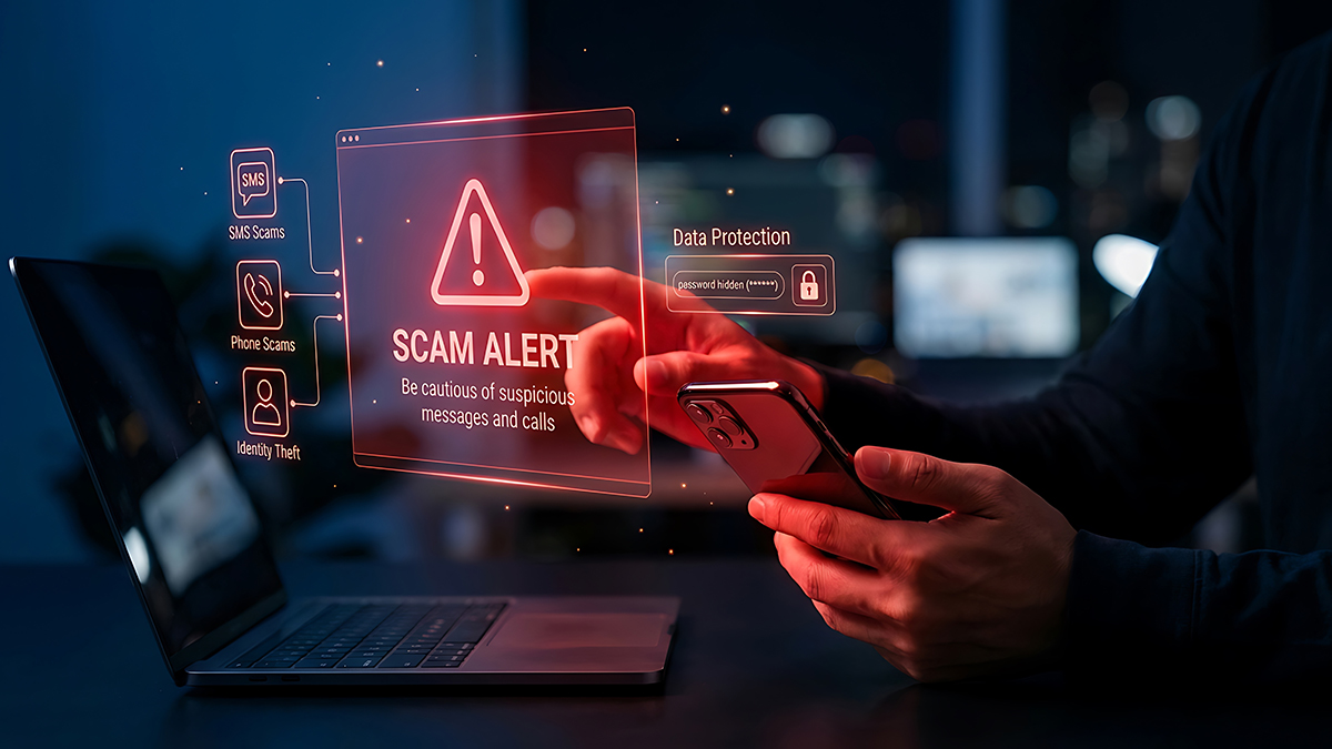 Advances in AI are making scams more convincing through fake websites, emails, messages and phone calls that closely imitate legitimate organisations. Image: Adobe Stock.