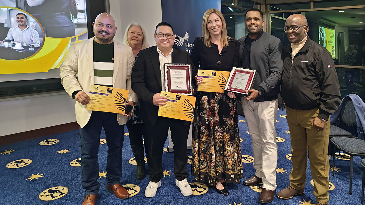 The Catholic Homes Team proudly accept their Western Australian Hospitality in Healthcare Excellence Awards. Photo: Catholic Homes.