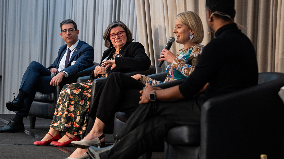 Presenters Nick Goiran, Kate Doust and Maryka Groenewald with MC Nick Marvin Photo: Arc Visuals.