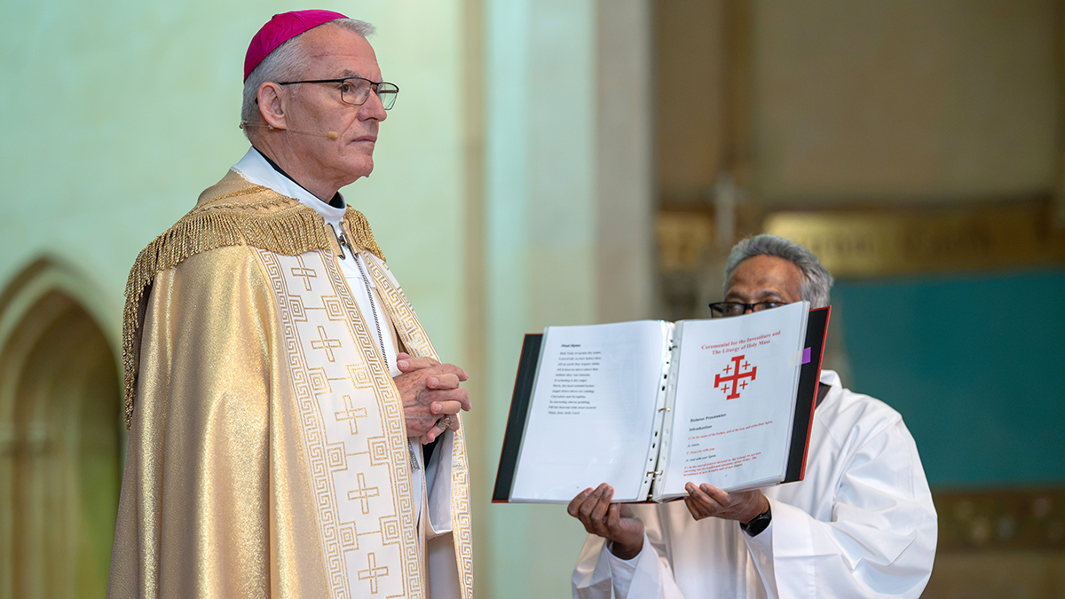 The Order fosters a particular spirituality and understanding of who Christ is and what He is asking of us, Archbishop Costelloe said during the Investiture Mass at St Mary’s Cathedral on Saturday 26 August. Photo: Eric Odong/Archdiocese of Perth.
